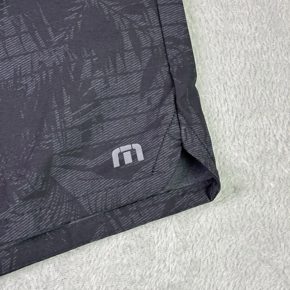 Travis Matthew Board Shorts Mens 42 Black Palm Tree Swim Trunks Zipper Pocket - Picture 3 of 14